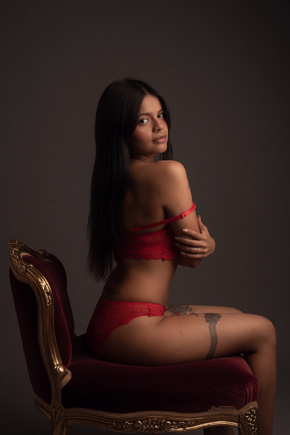 Young adult Mexican model in a real studio portrait